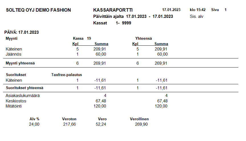 Kassaraportti tax free palautus.PNG